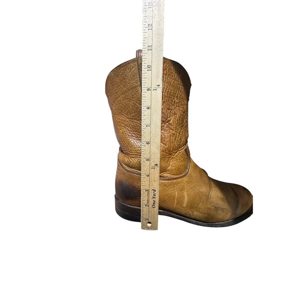 Justin Vintage Brown Leather Roper Style 3420 Cowboy Boots Mens Size 9.5 EEE USA main image 4